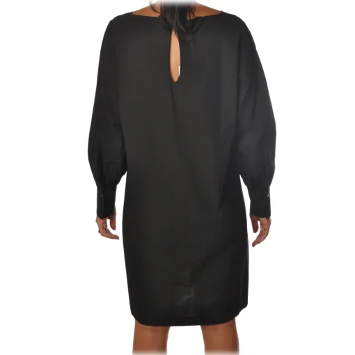 Ottod'Ame Dresses-Ottod'Ame - Wide Dress with Boat Neckline - Black - Dresses - Luxury Exclusive Collection - Avvenice