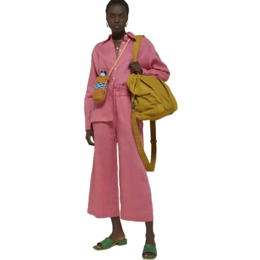 Ottod'Ame Trousers-Ottod'Ame - Wide Leg Linen Trousers - Pink - Trousers - Luxury Exclusive Collection - Avvenice