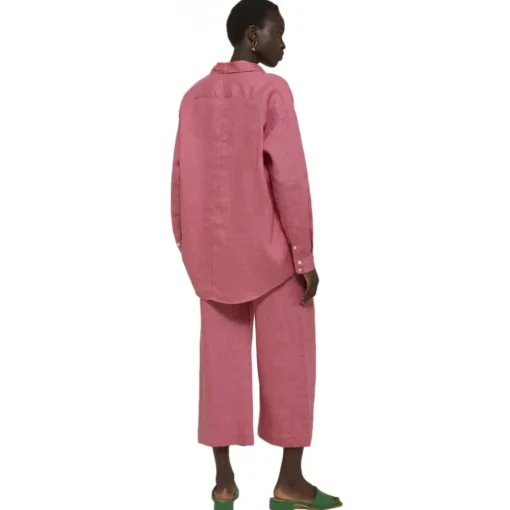 Ottod'Ame Trousers-Ottod'Ame - Wide Leg Linen Trousers - Pink - Trousers - Luxury Exclusive Collection - Avvenice