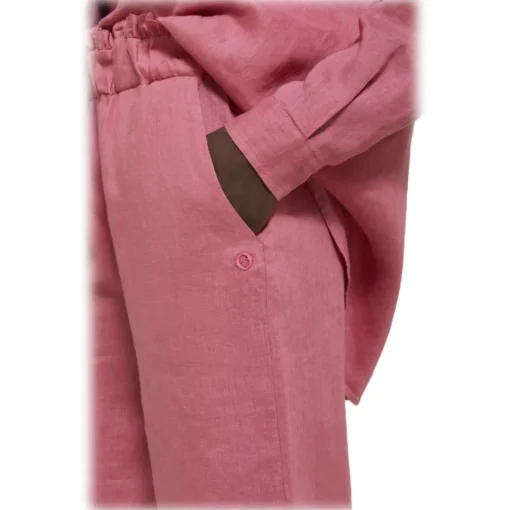 Ottod'Ame Trousers-Ottod'Ame - Wide Leg Linen Trousers - Pink - Trousers - Luxury Exclusive Collection - Avvenice