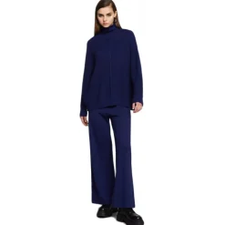 Ottod'Ame Trousers-Ottod'Ame - Wide Leg Trousers in Shaved Knit Yarn - Blue - Trousers - Luxury Exclusive Collection - Avvenice