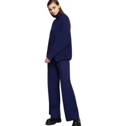 Ottod'Ame Trousers-Ottod'Ame - Wide Leg Trousers in Shaved Knit Yarn - Blue - Trousers - Luxury Exclusive Collection - Avvenice
