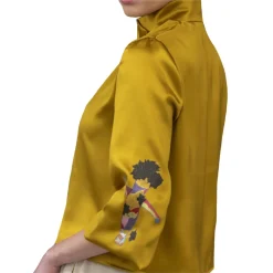 Pael\u00ec Couture Shirts-Paelì Couture - Hand Painted Pure Italian Silk Shirt - Mustard Gold - Made in Italy - Luxury Exclusive Collection - Avvenice