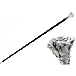 Pasotti Ombrelli 1956 Umbrellas And Sticks-- BA W43 - Silver Rose Stick - Luxury Artisan High Quality Stick - Avvenice