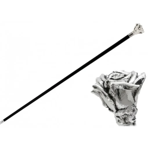 Pasotti Ombrelli 1956 Umbrellas And Sticks-- BA W43 - Silver Rose Stick - Luxury Artisan High Quality Stick - Avvenice