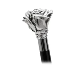 Pasotti Ombrelli 1956 Umbrellas And Sticks-- BA W43 - Silver Rose Stick - Luxury Artisan High Quality Stick - Avvenice