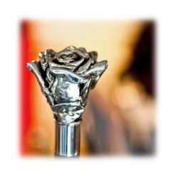 Pasotti Ombrelli 1956 Umbrellas And Sticks-- BA W43 - Silver Rose Stick - Luxury Artisan High Quality Stick - Avvenice
