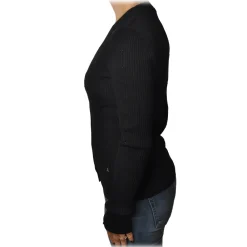 Patrizia Pepe Knitwears-- Cardigan Model with Buttons and V-neck - Black - Pullover - Made in Italy - Luxury Exclusive Collection - Avvenice