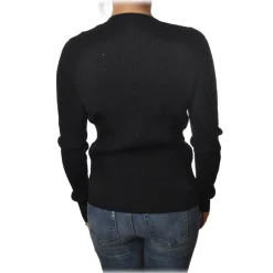 Patrizia Pepe Knitwears-- Cardigan Model with Buttons and V-neck - Black - Pullover - Made in Italy - Luxury Exclusive Collection - Avvenice