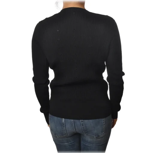 Patrizia Pepe Knitwears-- Cardigan Model with Buttons and V-neck - Black - Pullover - Made in Italy - Luxury Exclusive Collection - Avvenice