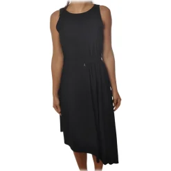 Patrizia Pepe Dresses-- Crew Neck Dress with Elastic at the Waist - Black - Dress - Made in Italy - Luxury Exclusive Collection - Avvenice