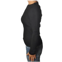 Patrizia Pepe Knitwears-- Crew-neck Sweater with Armhole Detail - Black - Pullover - Made in Italy - Luxury Exclusive Collection - Avvenice