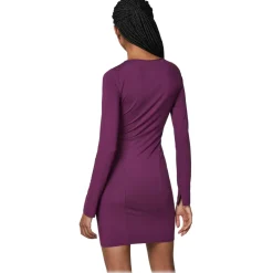Patrizia Pepe Dresses-- Dress with Transparent Fabric Detail - Purple - Made in Italy - Luxury Exclusive Collection - Avvenice