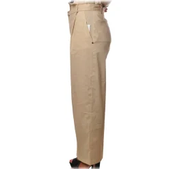 Patrizia Pepe Trousers-- High Waist Wide Leg Trousers with Belt - Sand - Trousers - Made in Italy - Luxury Exclusive Collection - Avvenice