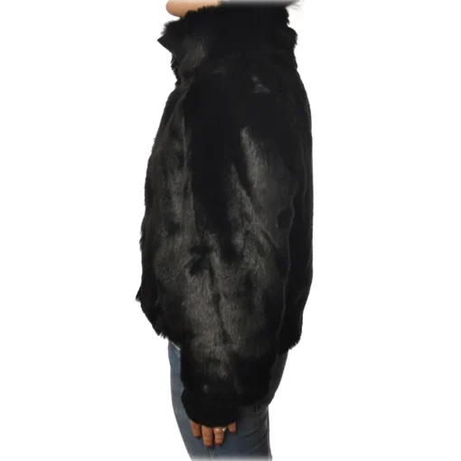 Patrizia Pepe Jackets-- Jacket Short Fur - Black - Jacket - Made in Italy - Luxury Exclusive Collection - Avvenice