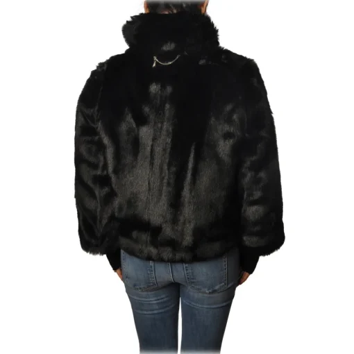 Patrizia Pepe Jackets-- Jacket Short Fur - Black - Jacket - Made in Italy - Luxury Exclusive Collection - Avvenice