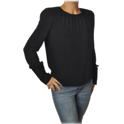 Patrizia Pepe Shirts-- Lightweight Fabric Blouse with Straps - Black - Shirt - Made in Italy - Luxury Exclusive Collection - Avvenice