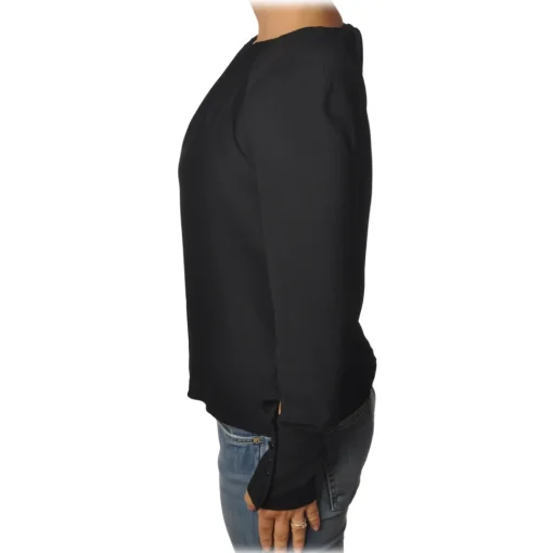 Patrizia Pepe Shirts-- Lightweight Fabric Blouse with Straps - Black - Shirt - Made in Italy - Luxury Exclusive Collection - Avvenice