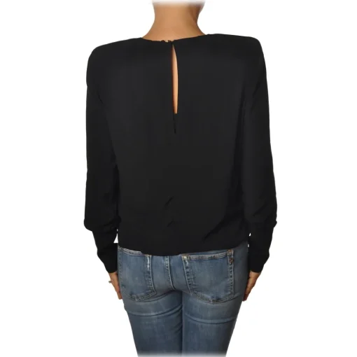 Patrizia Pepe Shirts-- Lightweight Fabric Blouse with Straps - Black - Shirt - Made in Italy - Luxury Exclusive Collection - Avvenice