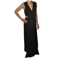 Patrizia Pepe Dresses-- Long Dress with Split Waist Detail - Black - Dress - Made in Italy - Luxury Exclusive Collection - Avvenice