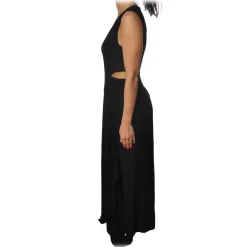Patrizia Pepe Dresses-- Long Dress with Split Waist Detail - Black - Dress - Made in Italy - Luxury Exclusive Collection - Avvenice