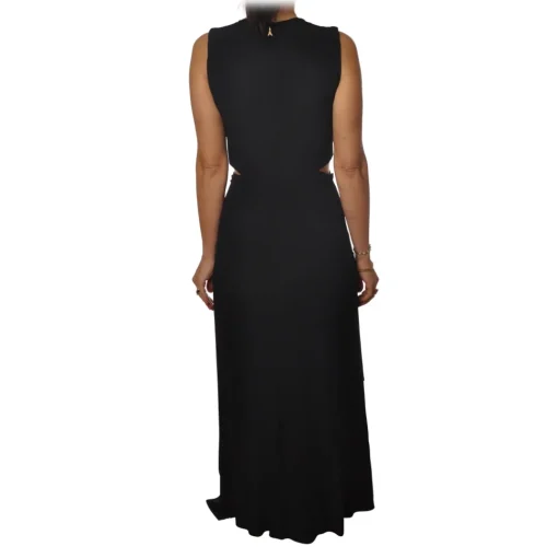 Patrizia Pepe Dresses-- Long Dress with Split Waist Detail - Black - Dress - Made in Italy - Luxury Exclusive Collection - Avvenice