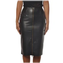 Patrizia Pepe Skirts-- Midi Sheath Skirt in Faux Leather - Black - Skirt - Made in Italy - Luxury Exclusive Collection - Avvenice