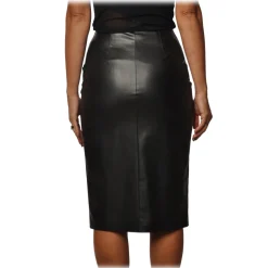 Patrizia Pepe Skirts-- Midi Sheath Skirt in Faux Leather - Black - Skirt - Made in Italy - Luxury Exclusive Collection - Avvenice