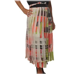Patrizia Pepe Skirts-- Midi Skirt Plissè Effect in Pattern - Multicolor - Skirt - Made in Italy - Luxury Exclusive Collection - Avvenice
