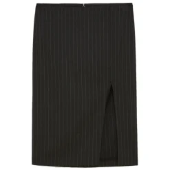 Patrizia Pepe Skirts-- Pinstripe Patterned Midi Skirt - Black - Skirt - Made in Italy - Luxury Exclusive Collection - Avvenice