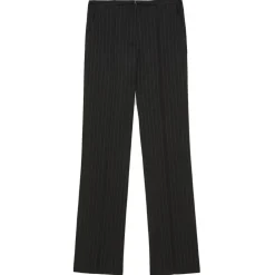 Patrizia Pepe Trousers-- Pinstripe Patterned Trousers with Strap - Black - Trousers - Made in Italy - Luxury Exclusive Collection - Avvenice