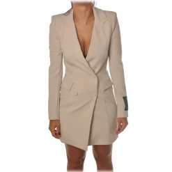Patrizia Pepe Dresses-- Redingotte Dress with Straps - Nude - Dress - Made in Italy - Luxury Exclusive Collection - Avvenice
