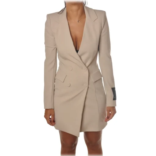 Patrizia Pepe Dresses-- Redingotte Dress with Straps - Nude - Dress - Made in Italy - Luxury Exclusive Collection - Avvenice