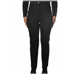 Patrizia Pepe Trousers-- Regular Waist Straight Leg Trousers - Black - Trousers - Made in Italy - Luxury Exclusive Collection - Avvenice