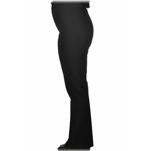 Patrizia Pepe Trousers-- Regular Waist Straight Leg Trousers - Black - Trousers - Made in Italy - Luxury Exclusive Collection - Avvenice