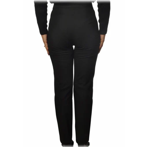 Patrizia Pepe Trousers-- Regular Waist Straight Leg Trousers - Black - Trousers - Made in Italy - Luxury Exclusive Collection - Avvenice