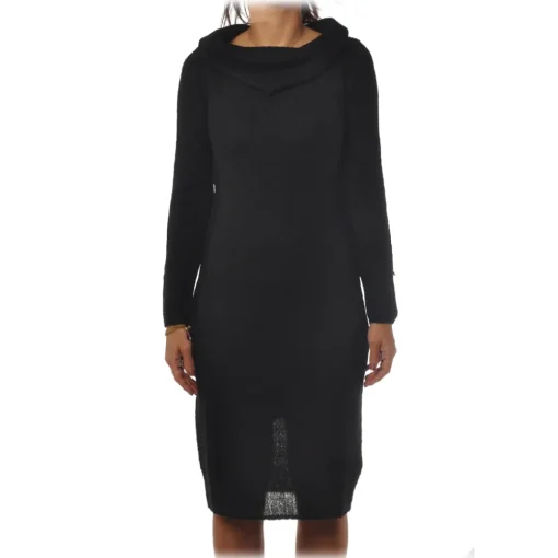 Patrizia Pepe Dresses-- Ribbed Knit Sheath Dress - Black - Dress - Made in Italy - Luxury Exclusive Collection - Avvenice