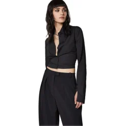Patrizia Pepe Shirts-- Shirt with Cut-Out Detail at Back - Black - Shirt - Made in Italy - Luxury Exclusive Collection - Avvenice