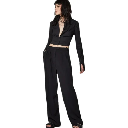 Patrizia Pepe Shirts-- Shirt with Cut-Out Detail at Back - Black - Shirt - Made in Italy - Luxury Exclusive Collection - Avvenice