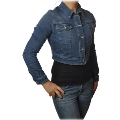 Patrizia Pepe Jackets-- Short Jeans Model Jacket - Denim - Jacket - Made in Italy - Luxury Exclusive Collection - Avvenice