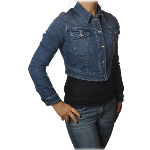 Patrizia Pepe Jackets-- Short Jeans Model Jacket - Denim - Jacket - Made in Italy - Luxury Exclusive Collection - Avvenice
