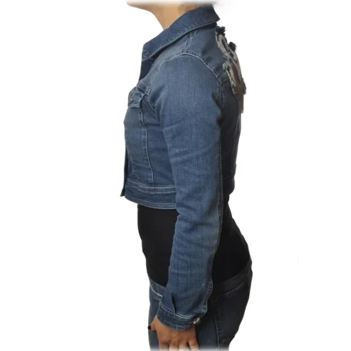 Patrizia Pepe Jackets-- Short Jeans Model Jacket - Denim - Jacket - Made in Italy - Luxury Exclusive Collection - Avvenice