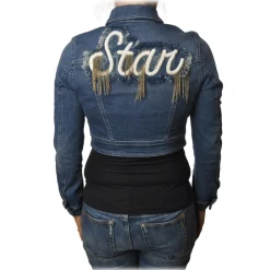 Patrizia Pepe Jackets-- Short Jeans Model Jacket - Denim - Jacket - Made in Italy - Luxury Exclusive Collection - Avvenice
