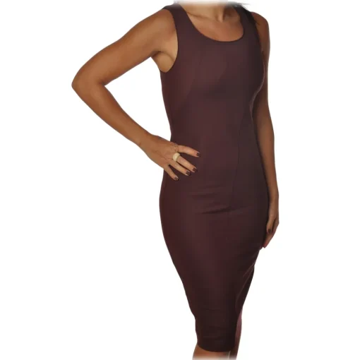 Patrizia Pepe Dresses-- Sleeveless Sheath Model - Bordeaux - Dress - Made in Italy - Luxury Exclusive Collection - Avvenice