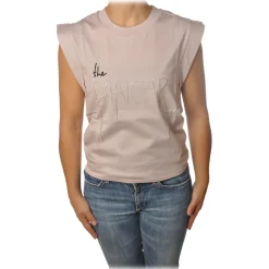 Patrizia Pepe T-shirt-- Sleeveless T-Shirt with Opening on the Back - Light Pink - T-shirt - Made in Italy - Luxury Exclusive Collection - Avvenice
