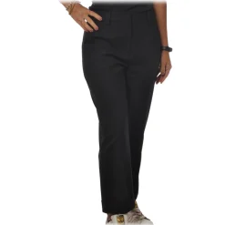 Patrizia Pepe Trousers-- Straight Trousers with Chinos Pocket - Black - Trousers - Made in Italy - Luxury Exclusive Collection - Avvenice