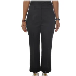 Patrizia Pepe Trousers-- Straight Trousers with Chinos Pocket - Black - Trousers - Made in Italy - Luxury Exclusive Collection - Avvenice