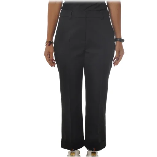 Patrizia Pepe Trousers-- Straight Trousers with Chinos Pocket - Black - Trousers - Made in Italy - Luxury Exclusive Collection - Avvenice