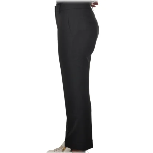 Patrizia Pepe Trousers-- Straight Trousers with Chinos Pocket - Black - Trousers - Made in Italy - Luxury Exclusive Collection - Avvenice
