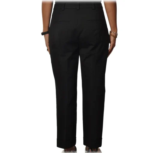Patrizia Pepe Trousers-- Straight Trousers with Chinos Pocket - Black - Trousers - Made in Italy - Luxury Exclusive Collection - Avvenice